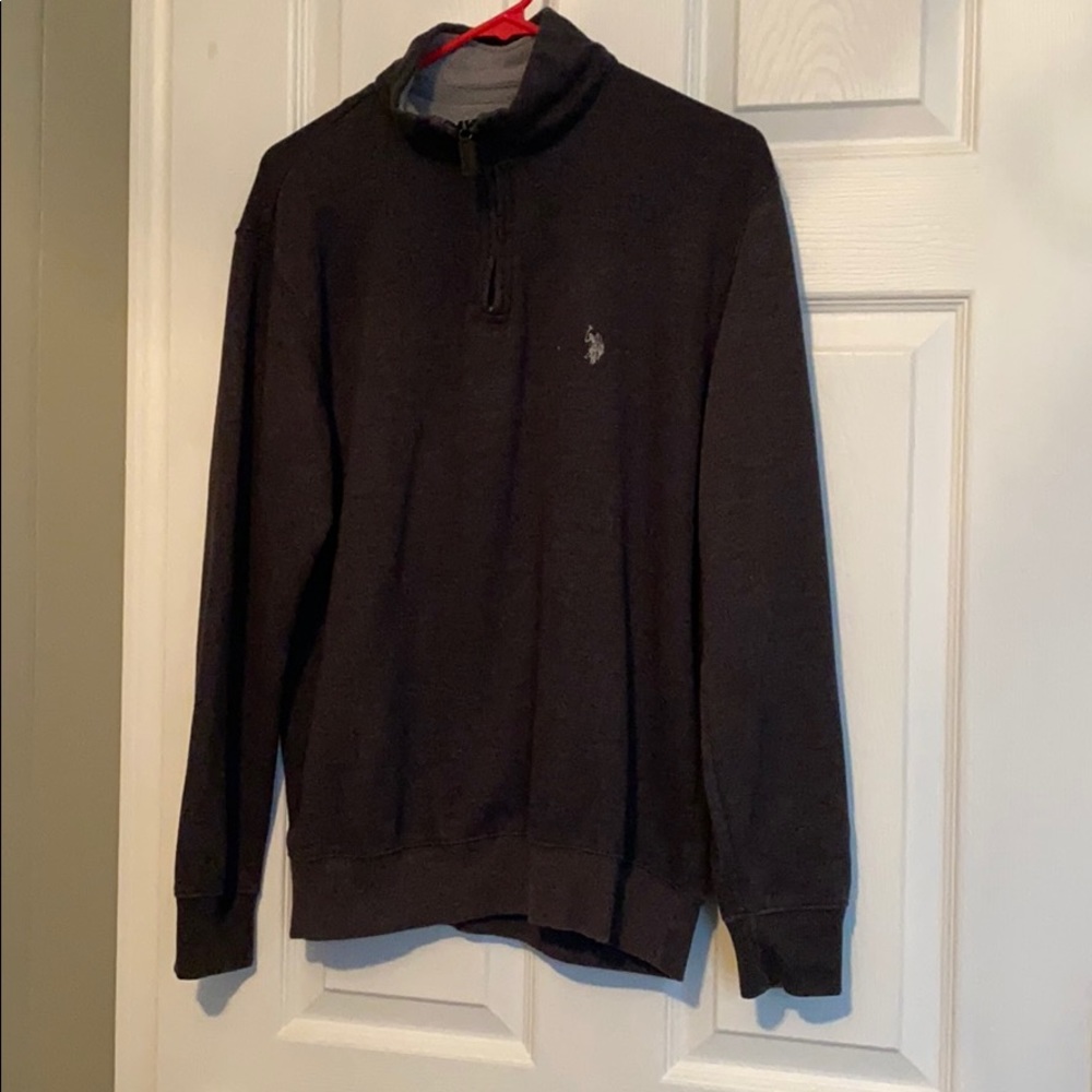 Men’s comfy grey polo assn pull over zip up size m